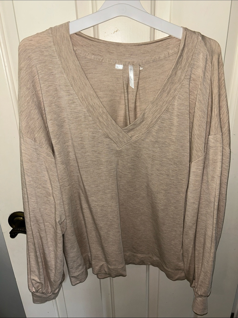 Travis Mathew Taupe V-Neck Long Sleeve Top